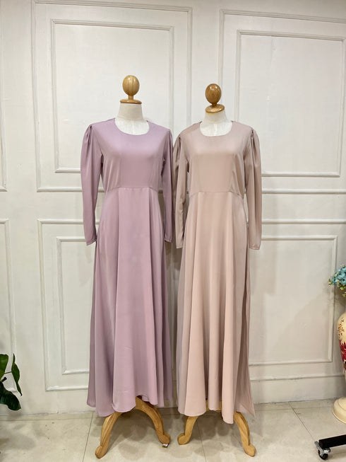 Women Round Neck Long Empire Dress
